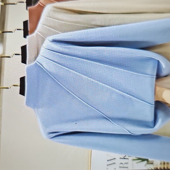 NWOT KSSYOU  Double Sided Half High Collar Fishbone Pattern Powder Blue XXL - Picture 2 of 11